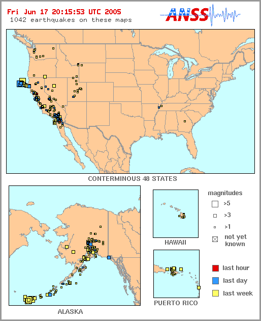 US Recent Earthquake Map