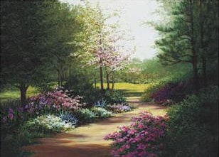 Lovely Floral and Tree Lined Pathway