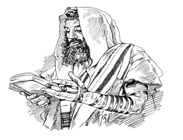 Man in Biblical Era Attire Reading Bible