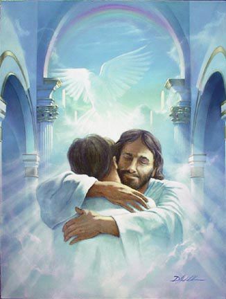 Jesus gives a hug