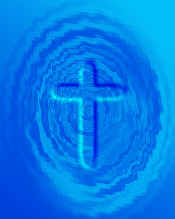 Cross in water.