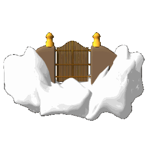 Heaven's gate floating on a cloud