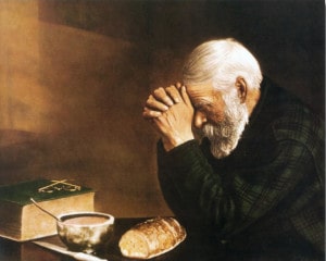 Man praying for daily bread