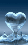 Shape of a heart rising out of water.