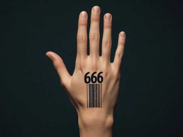Right hand depicting the mark of the beast