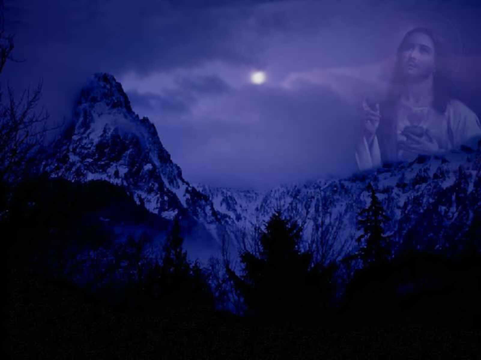 Our Personal Savior The Sacred Heart of Jesus super-imposed in mountains