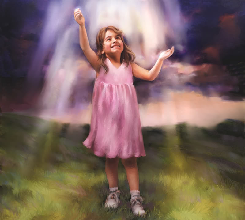 Child rejoicing after a storm
