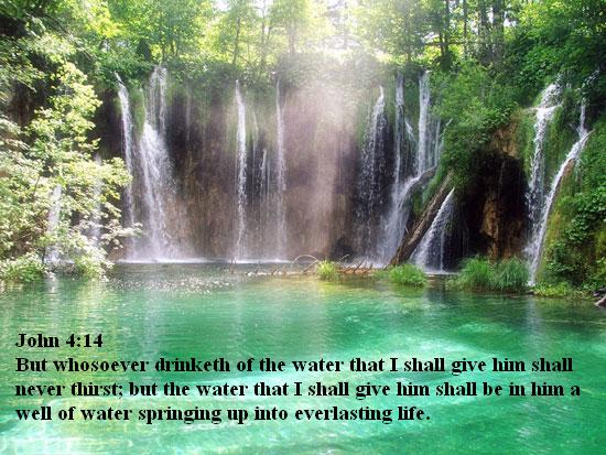 Waterfall with Scripture John 4:14