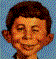 Caricature of Madd Magazine's smiling mascot, Alfred E. Neuman
