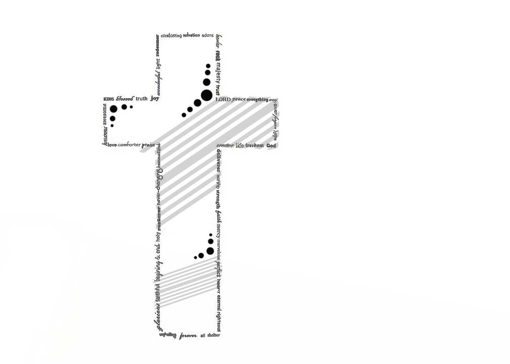 A Cross Decorated with words that are attributes of the Lord