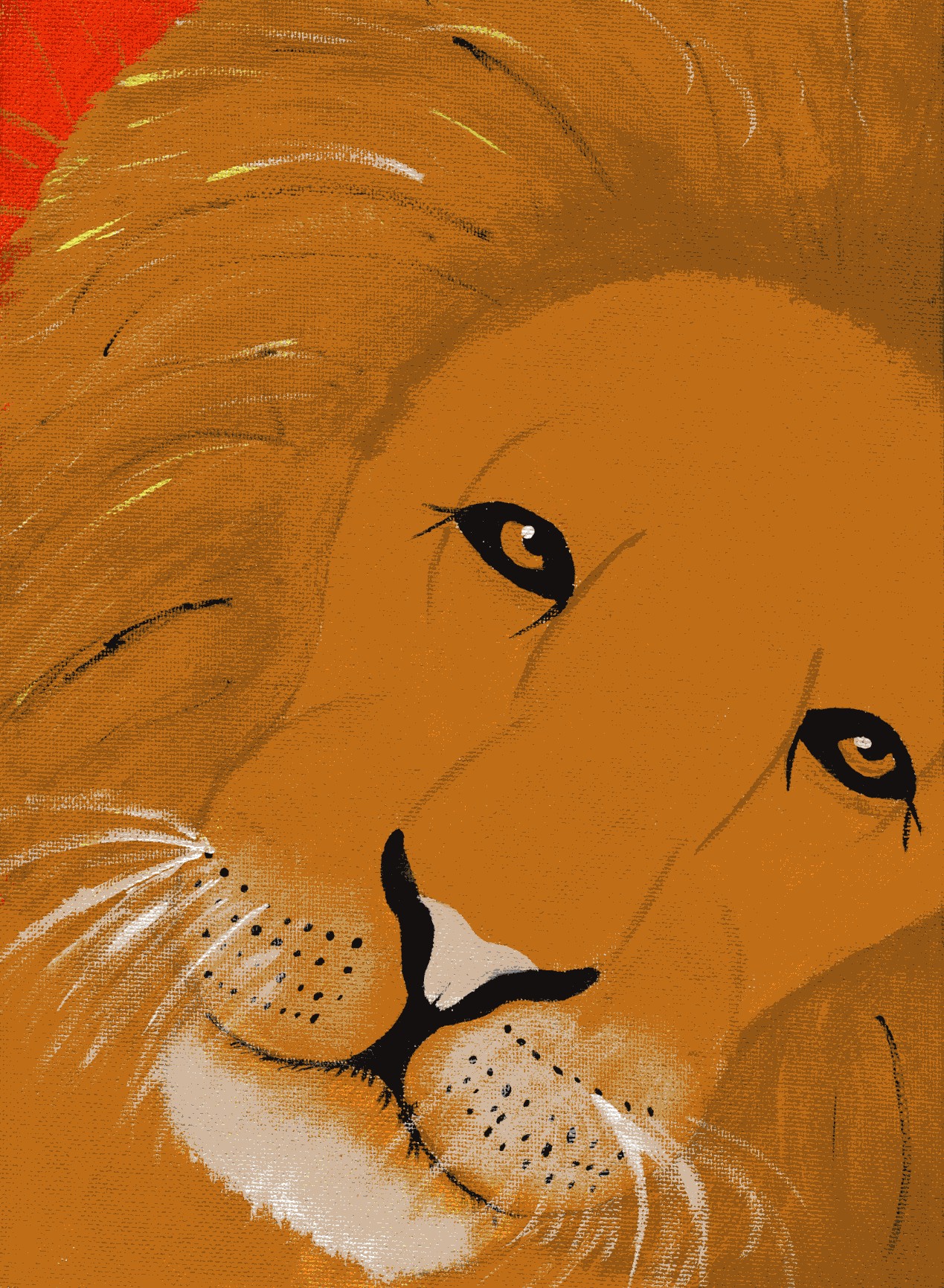 Majestic drawing of Aslan the lion's head from Narnia